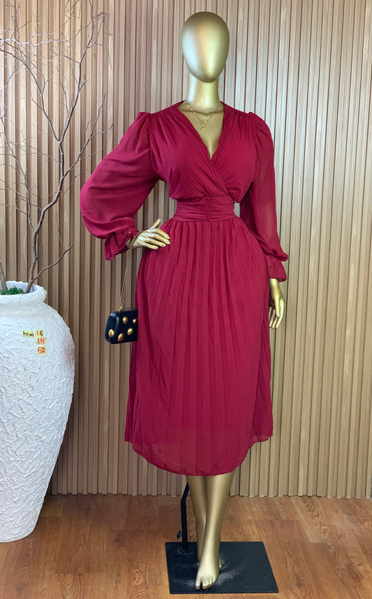 KEMI16 SIZE14 Length52 burgundy dress