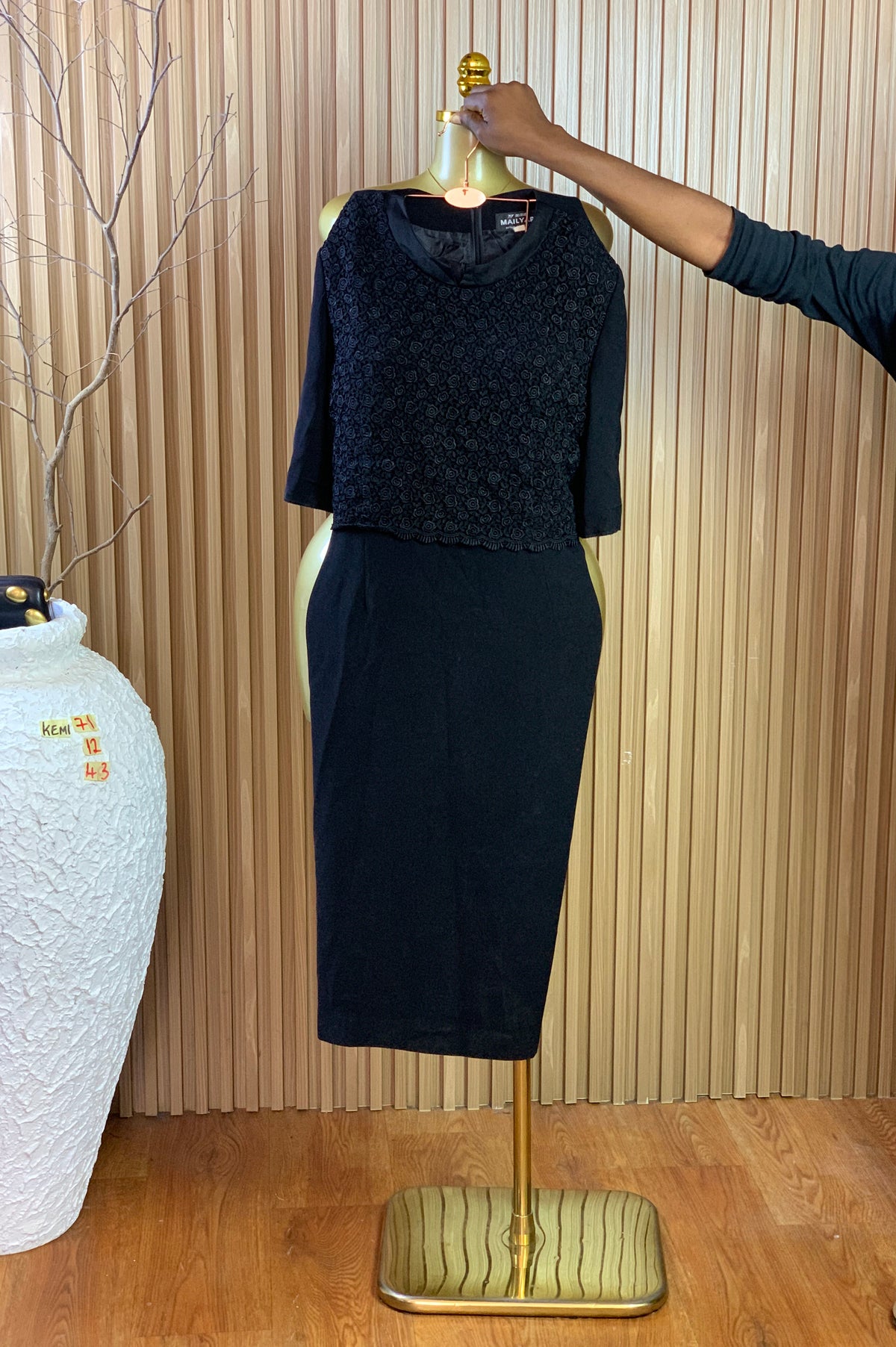 KEMI71 SIZE12 Length43 black corporate dress