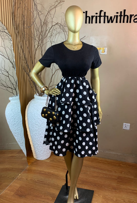 BOLU14 SIZE10 Length43 White&black dress
