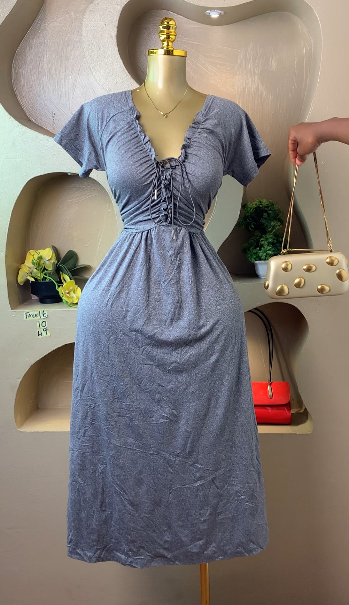 FAVE16 GREY DRESS SIZE10 Length49