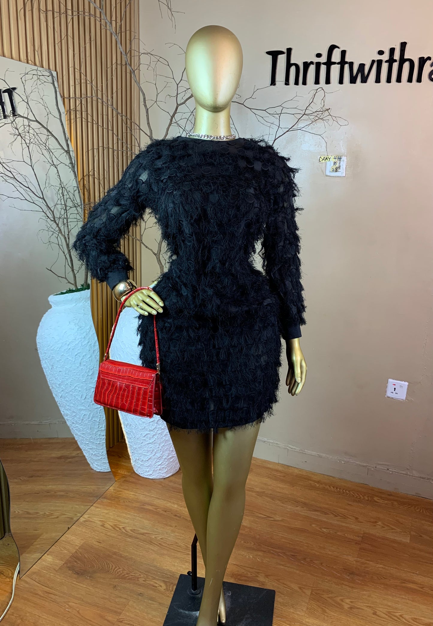 SIZE10 DRAY44 BLACK DRESS Length38