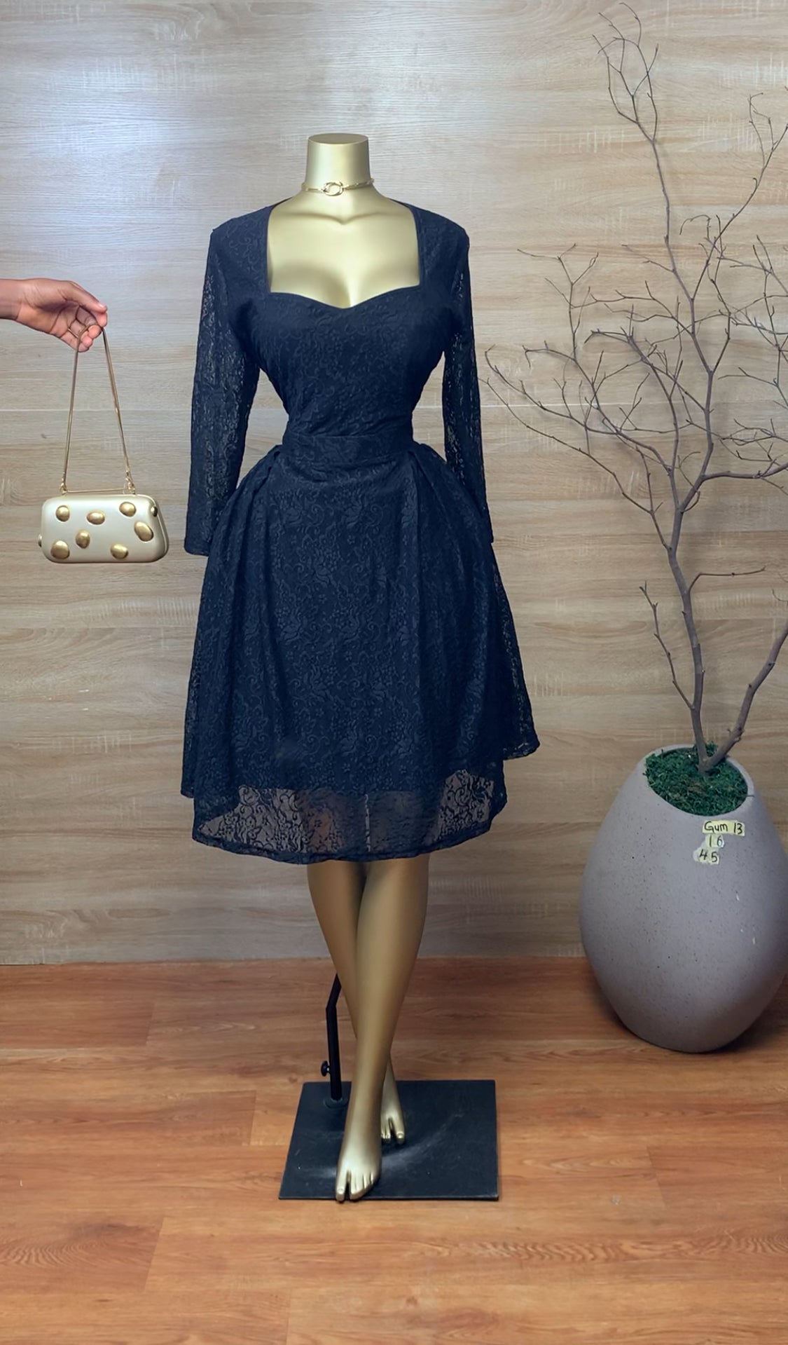 SIZE16 GUM13 Black DRESS Length45