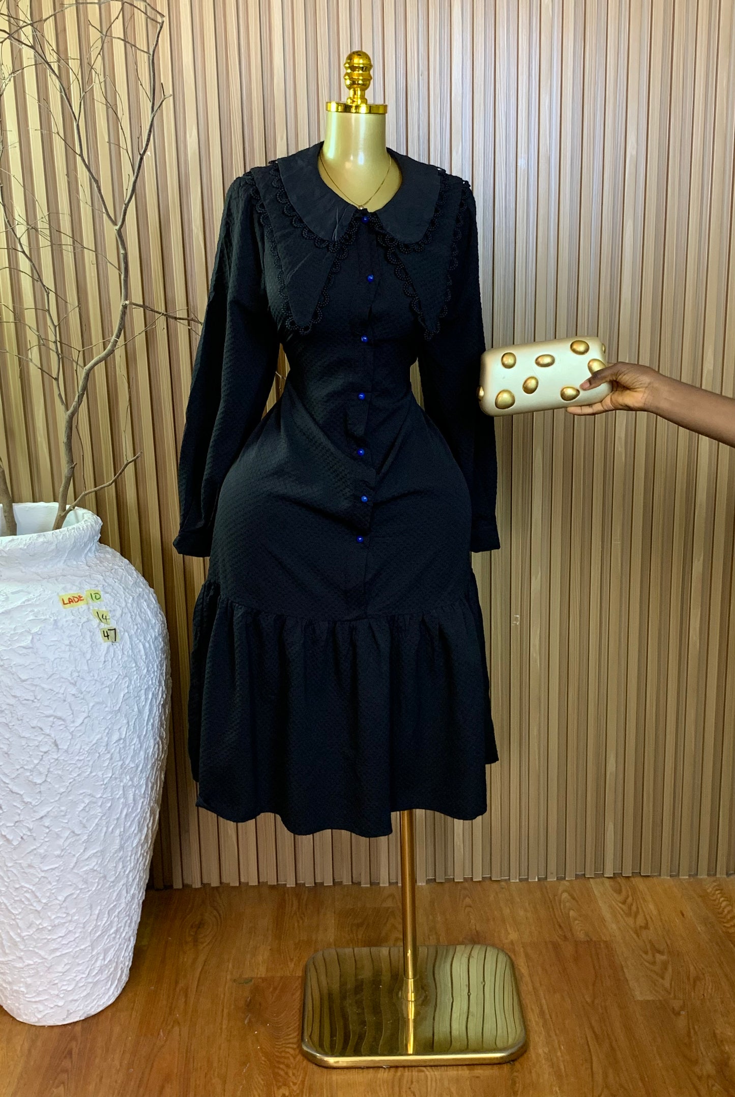LADE10 SIZE14 Length47 black dress