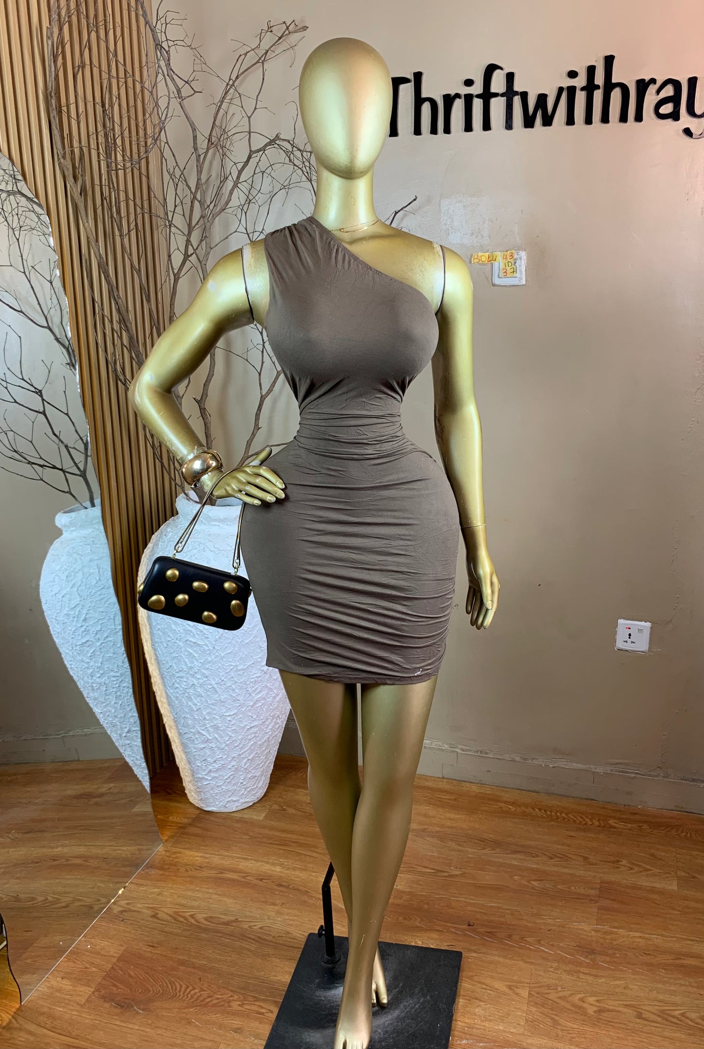 BOLU43 SIZE10 Length37 brown dress