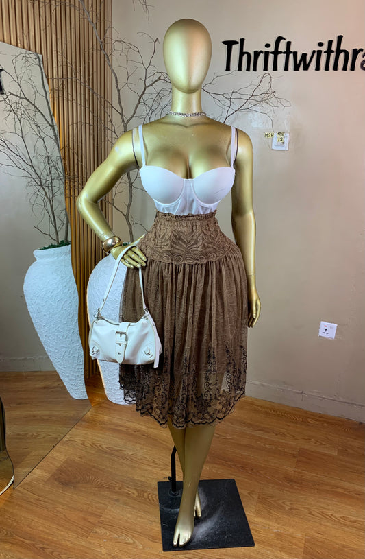 SIZE12 MSH96 BROWN SKIRT ONLY