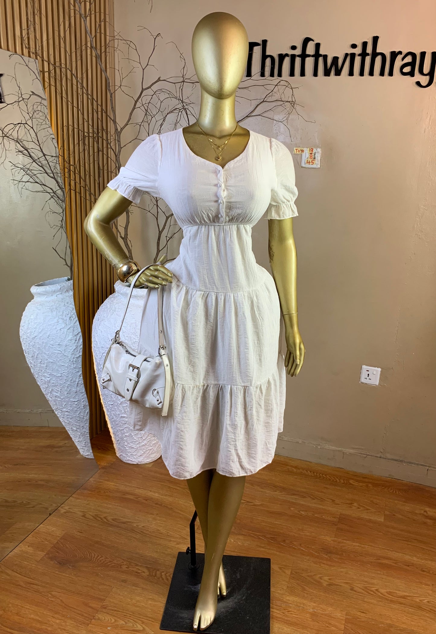 TOYO18 SIZE8 Length45 white dress