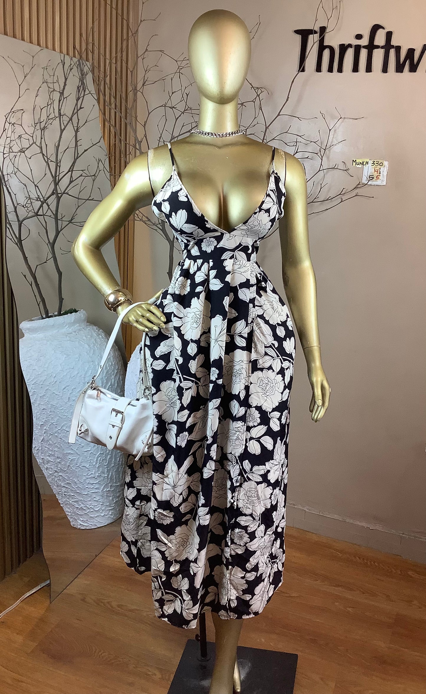 SIZE14 MUNCH330 Length55(White&black floral)