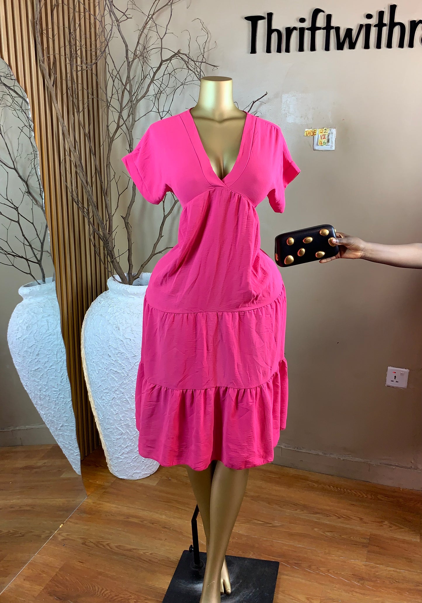 TADE22 SIZE12 Length46 Free pink dress