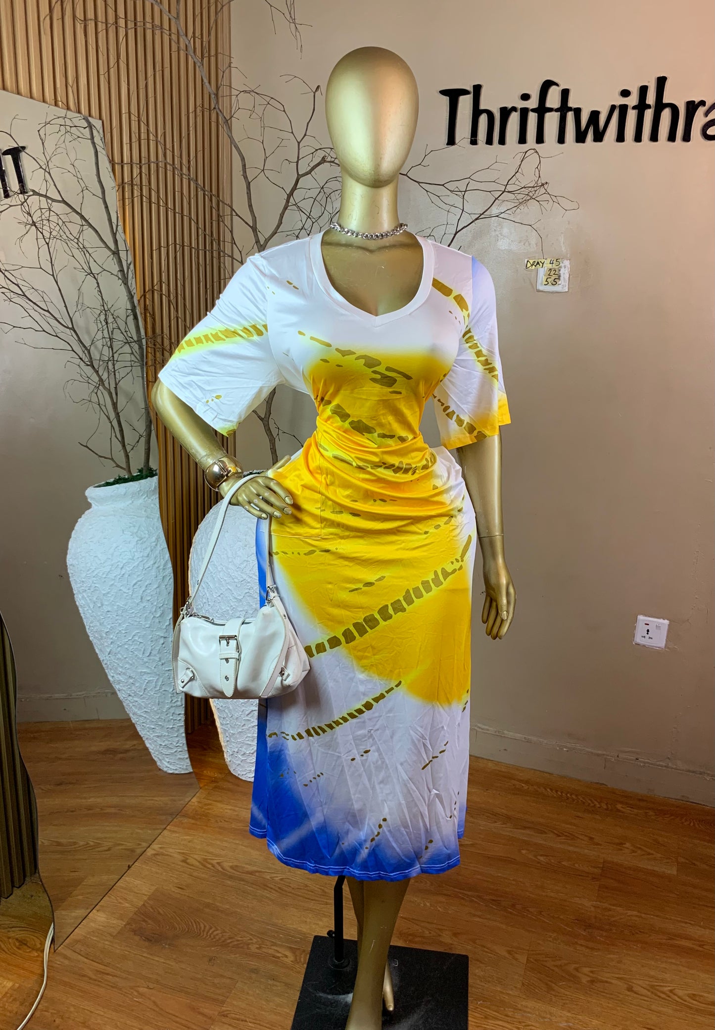 SIZE22 DRAY45 MULTI COLOR DRESS Length55