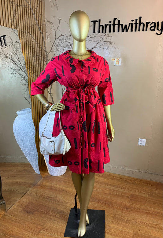 TOYO15 SIZE14 Length43 wine& black dress