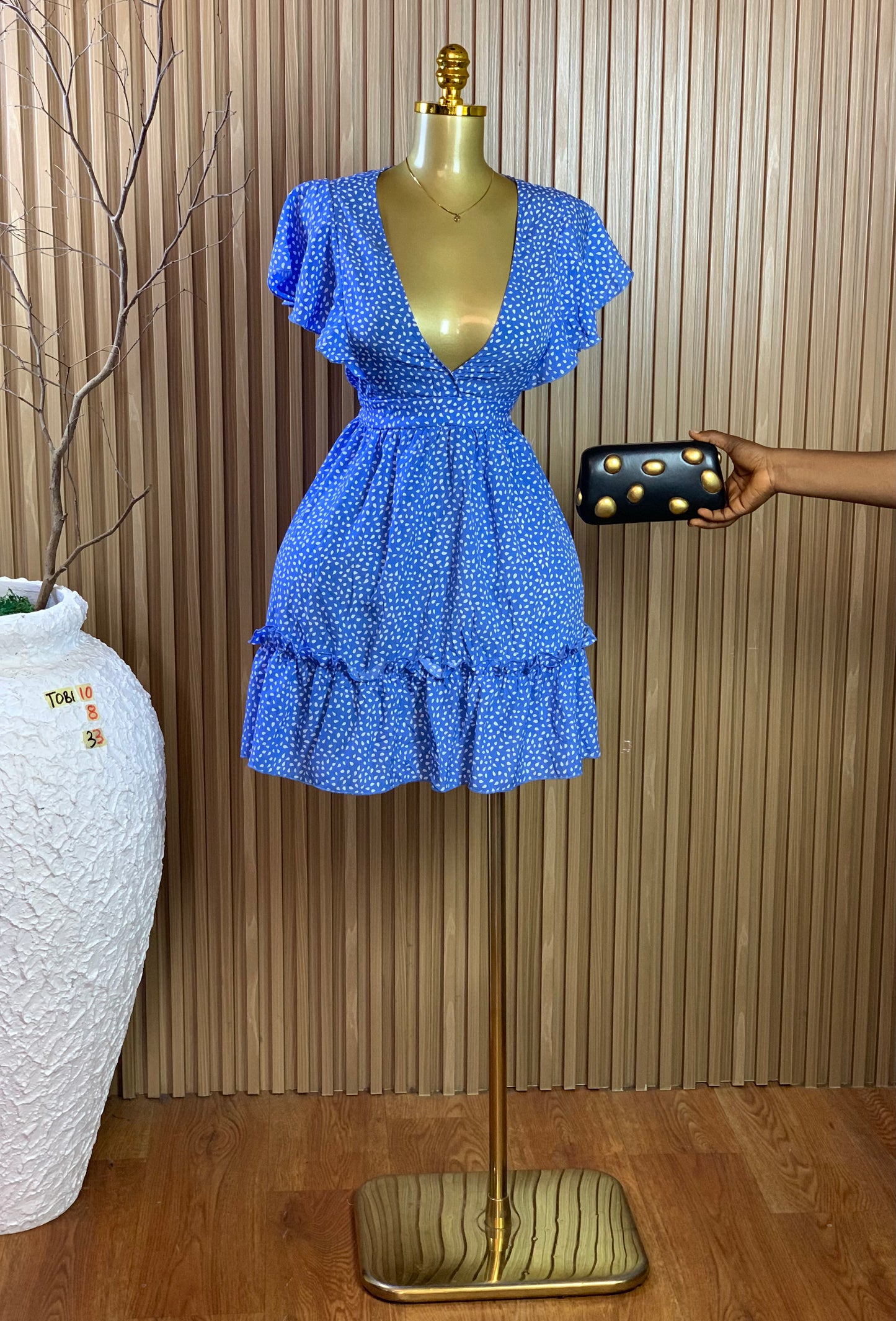 TOBI10 SIZE8 Length33 white&blue dress