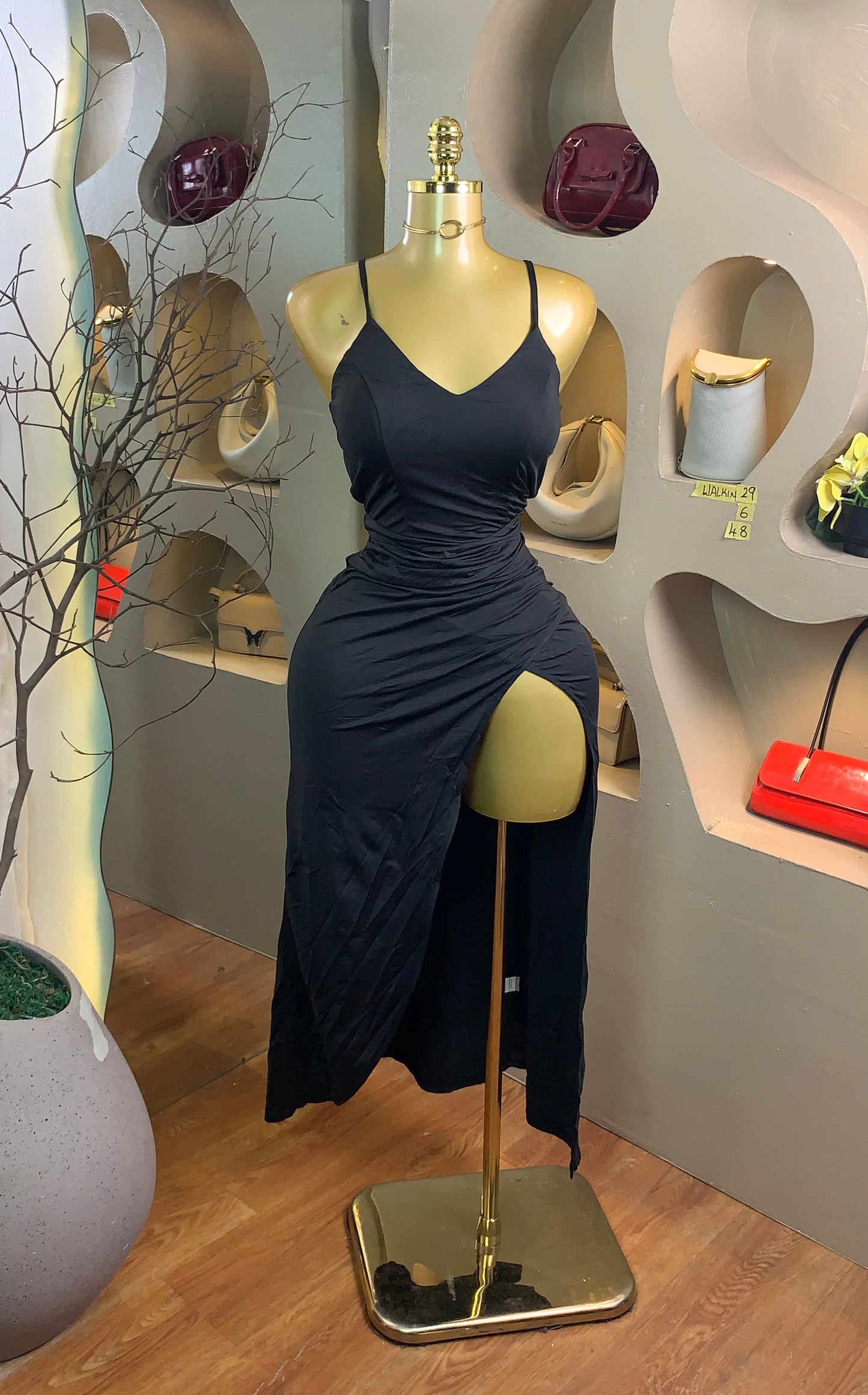 WALK-IN29 SIZE6 Length48 black party dress