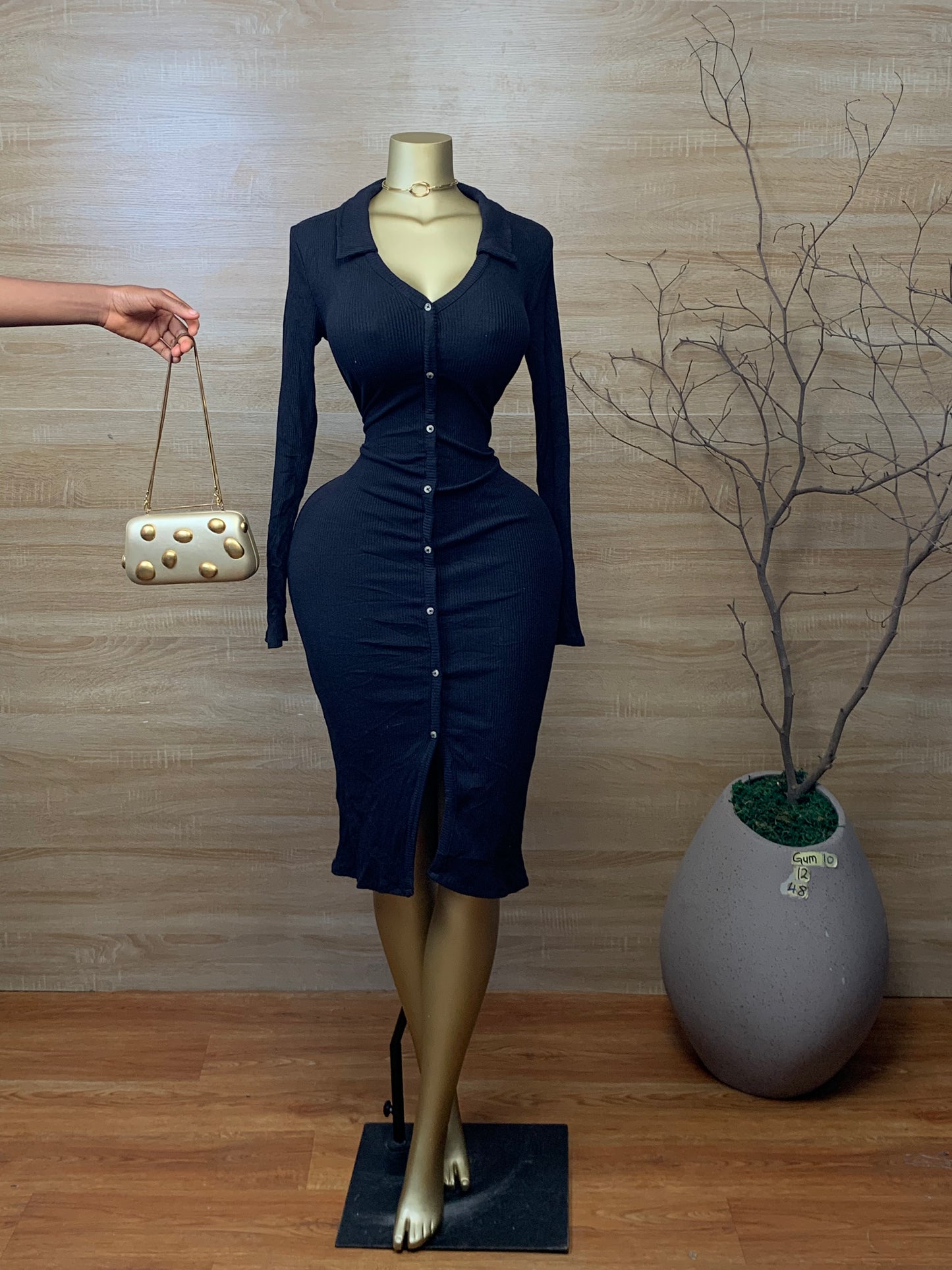SIZE12 GUM10 Black DRESS Length48