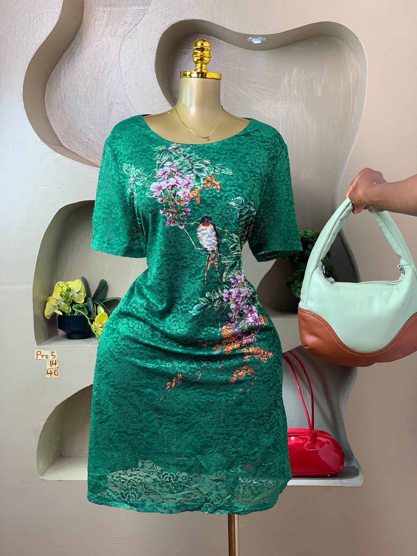 PRO5 SIZE14 Green DRESS Length40