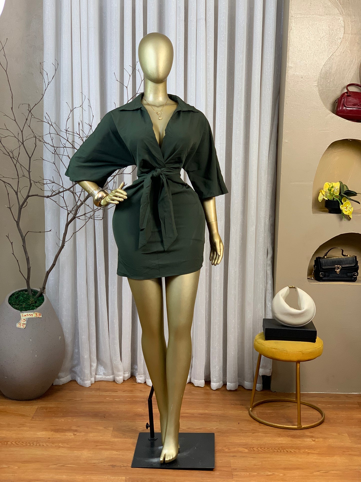 SASSY38 SIZE10 Green DRESS Length35