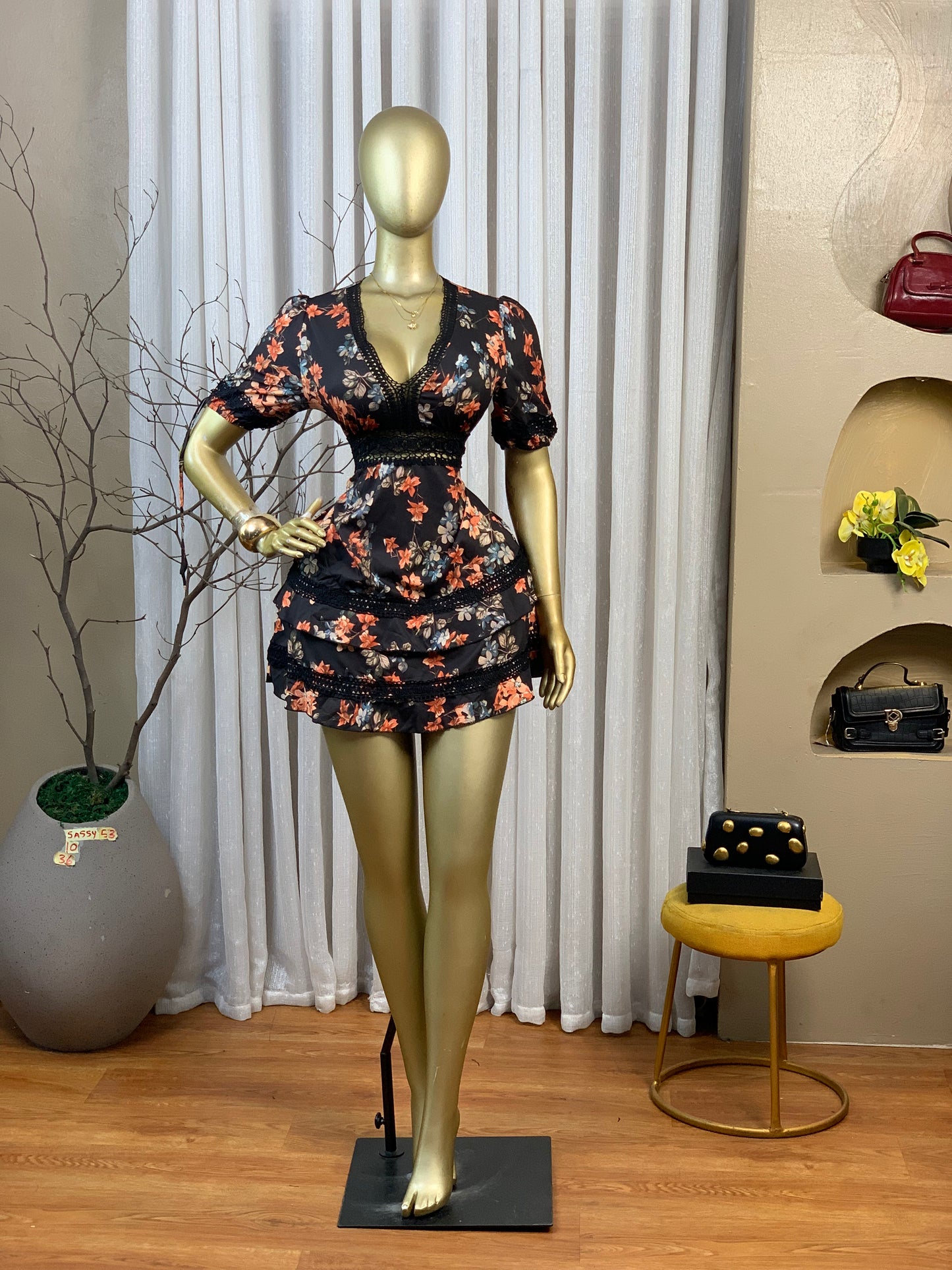 SASSY53 SIZE10 Floral DRESS Length36