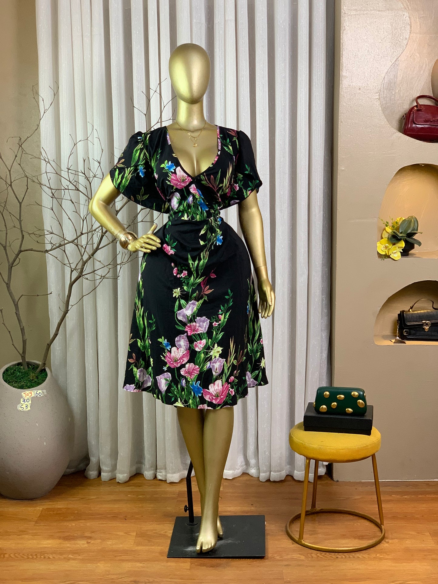 JOY60 SIZE30 Floral DRESS Length53