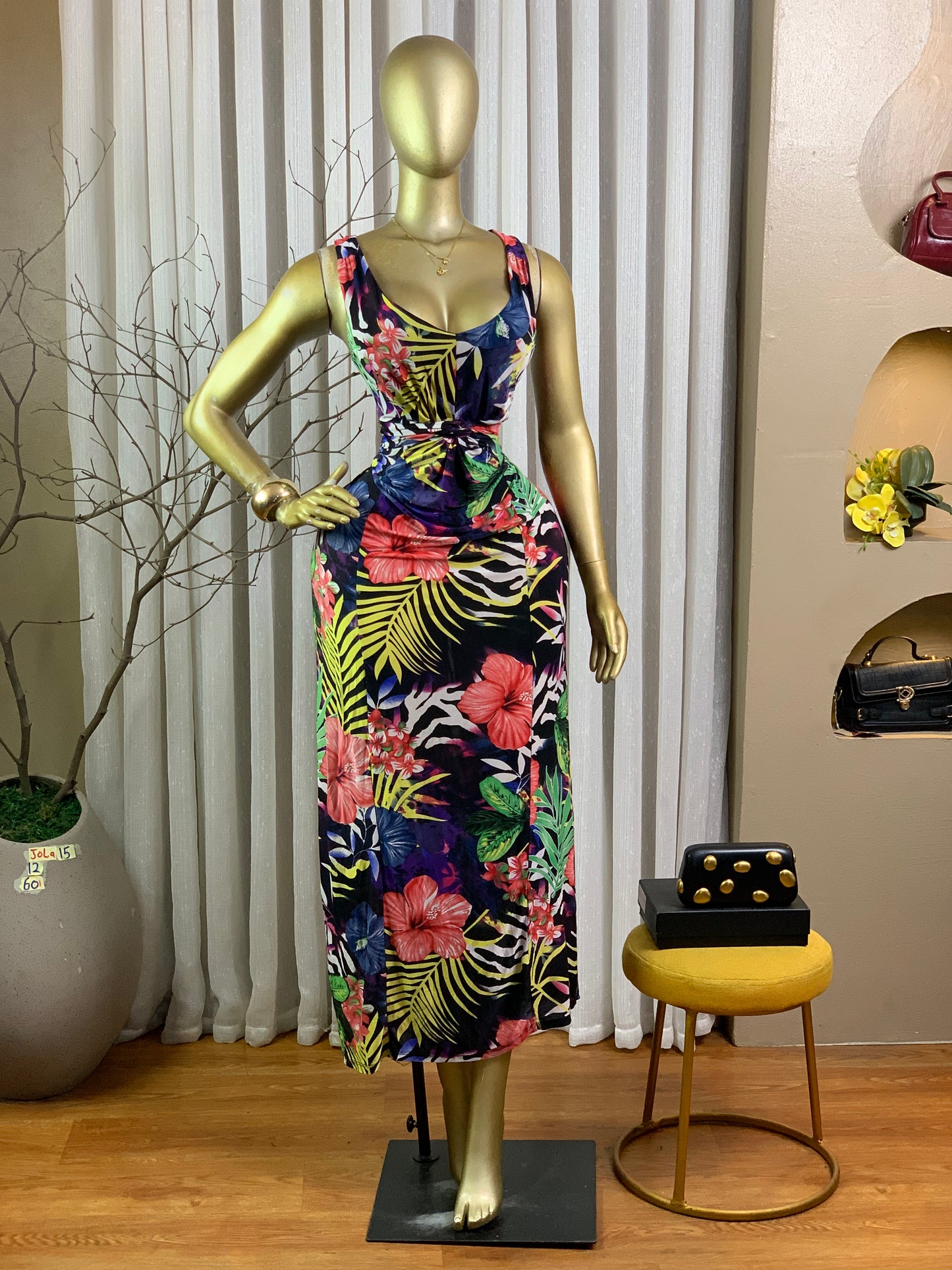 JOLA15 SIZE12 Leaf print DRESS Length60