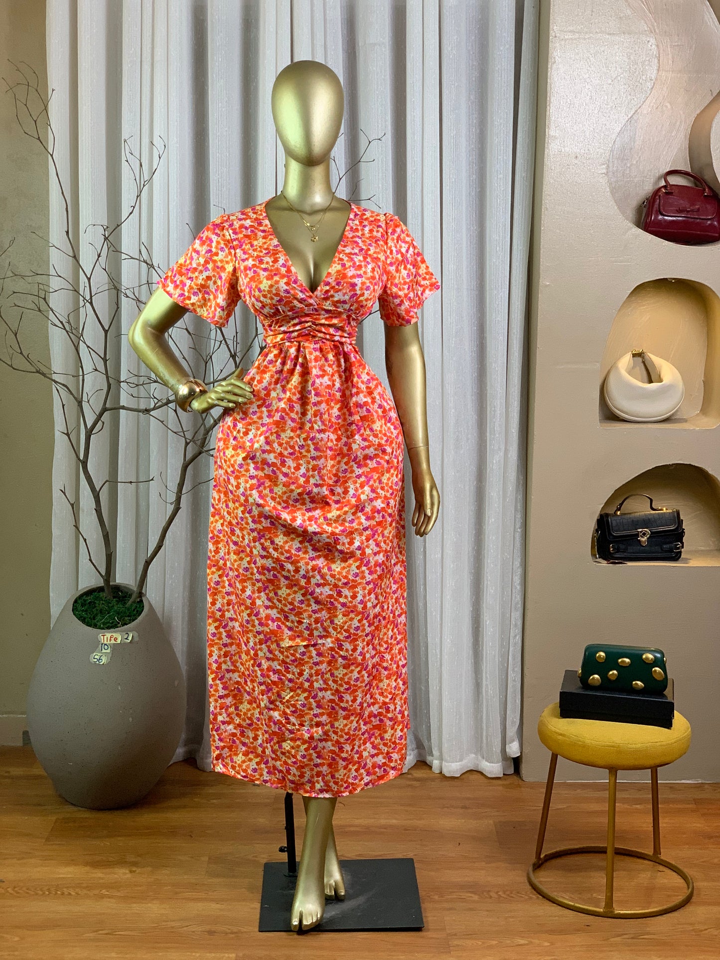 TIFE2 SIZE10 floral DRESS Length56