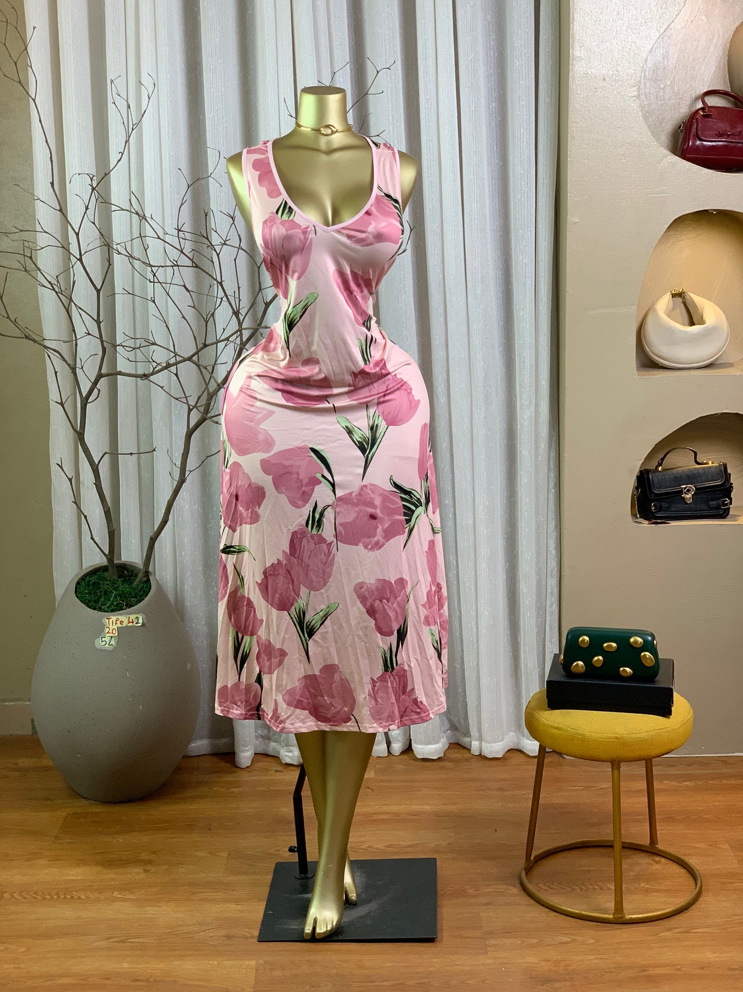 TIFE42 SIZE20 floral DRESS Length51