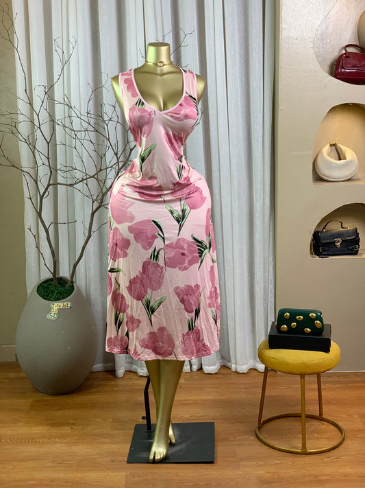 TIFE42 SIZE20 floral DRESS Length51