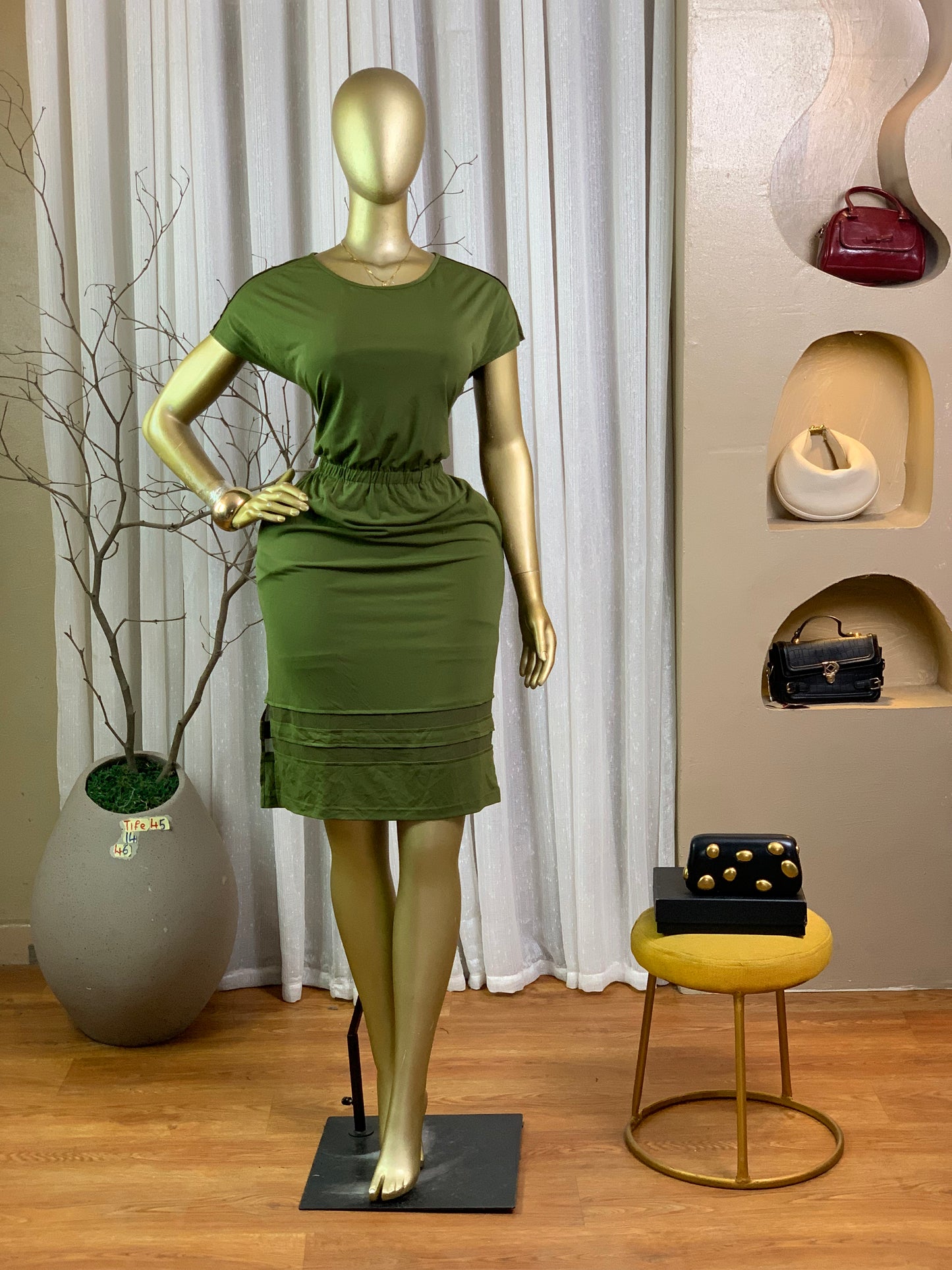 TIFE45 SIZE14 Green DRESS Length46