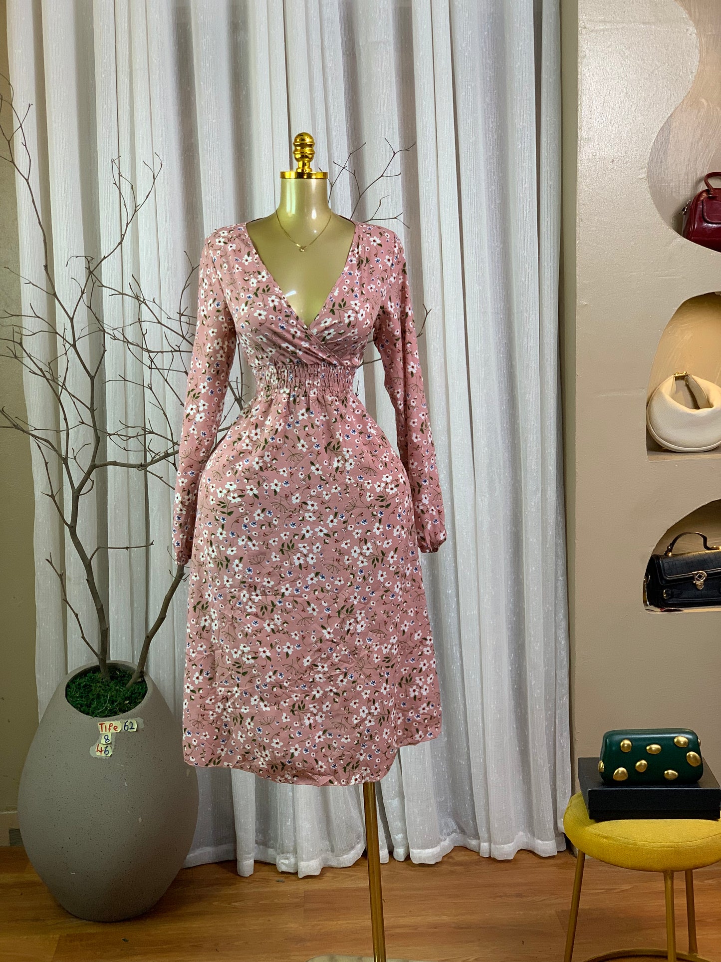 TIFE62 SIZE8 floral DRESS Length46