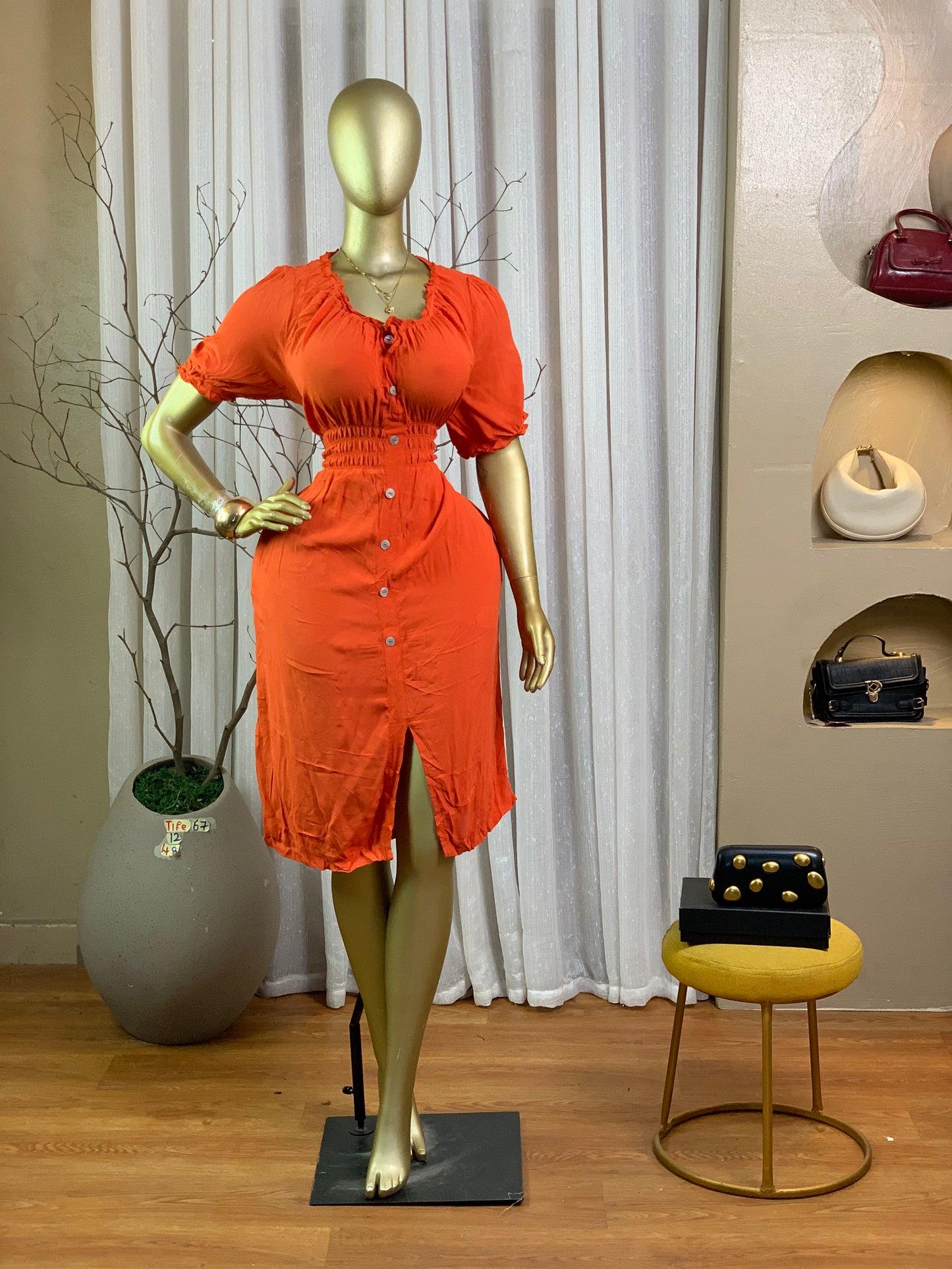 TIFE67 SIZE12 Orange DRESS Length48