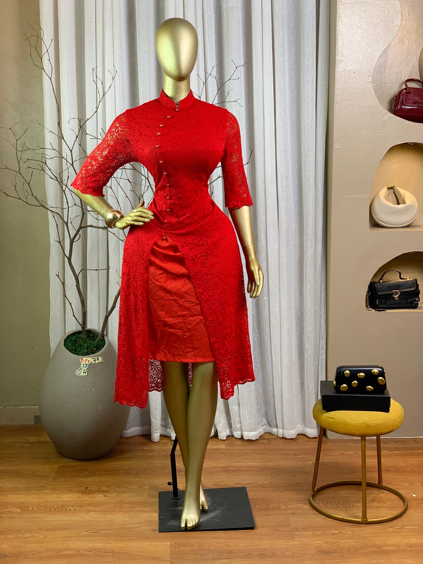 TIFE78 SIZE12 Red DRESS Length54