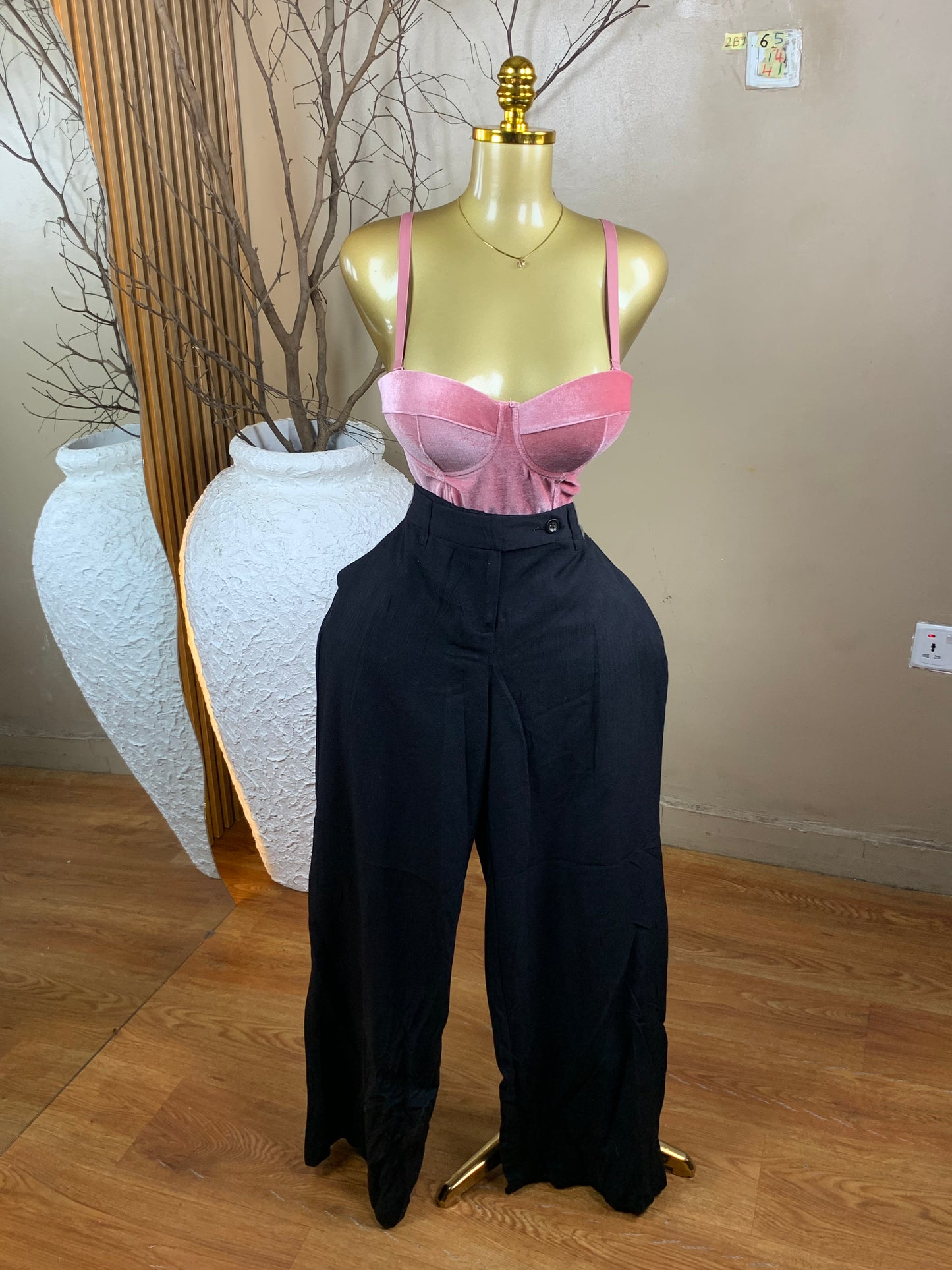 2Baggy Jean65 SIZE14 Length41 black pant trouser