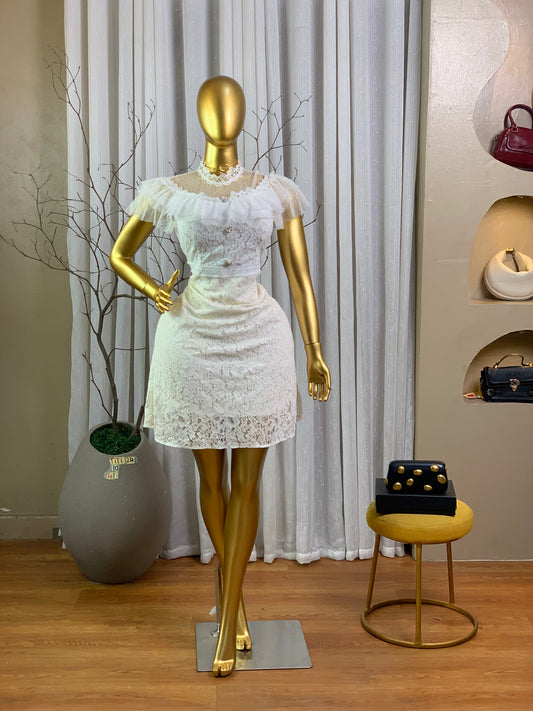 TITI24 SIZE10 White DRESS Length41