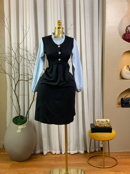 TITI33 SIZE10 black&blue DRESS Length44