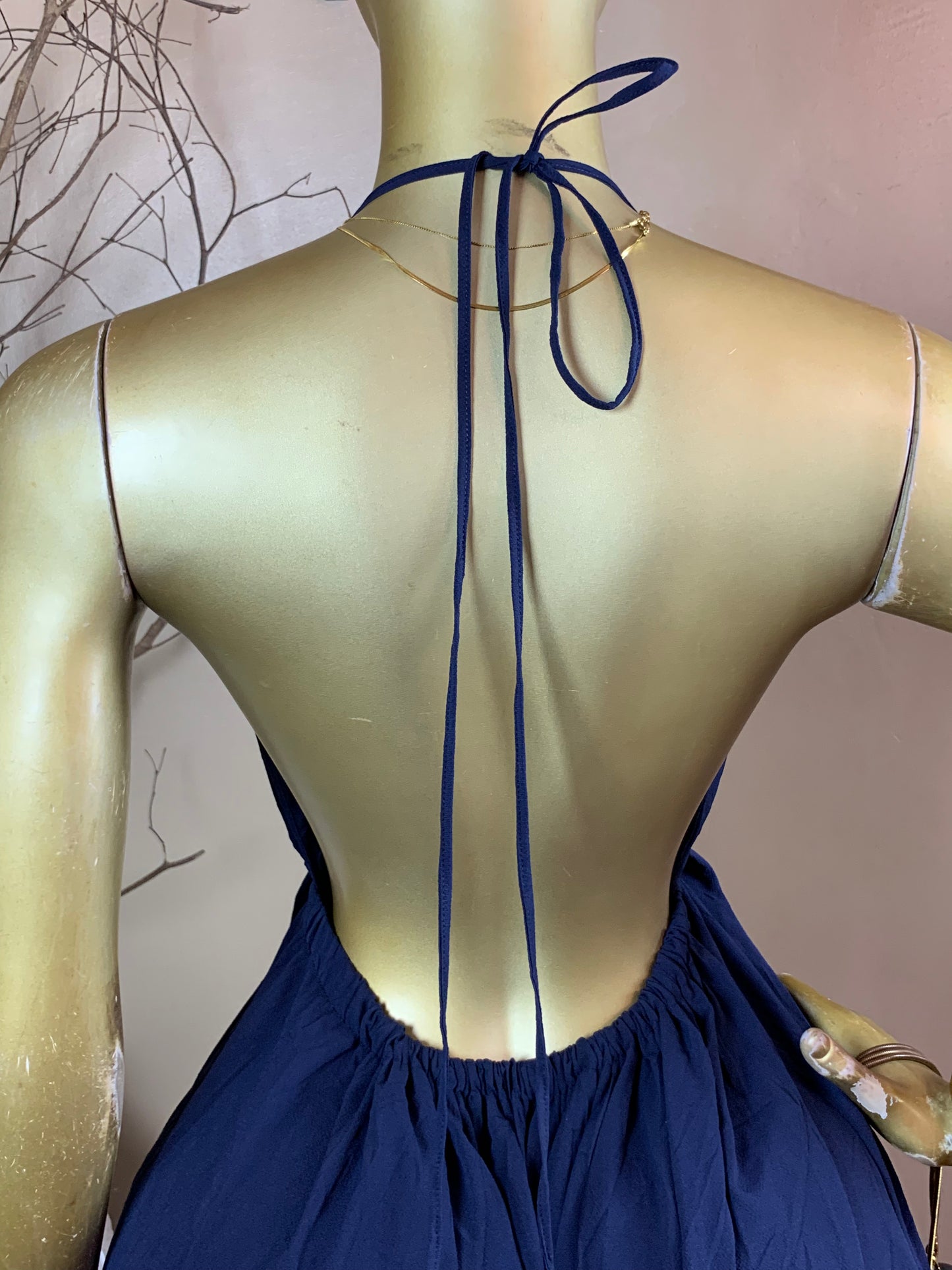 SOLA67 SIZE10 Length55 Navy blue dress