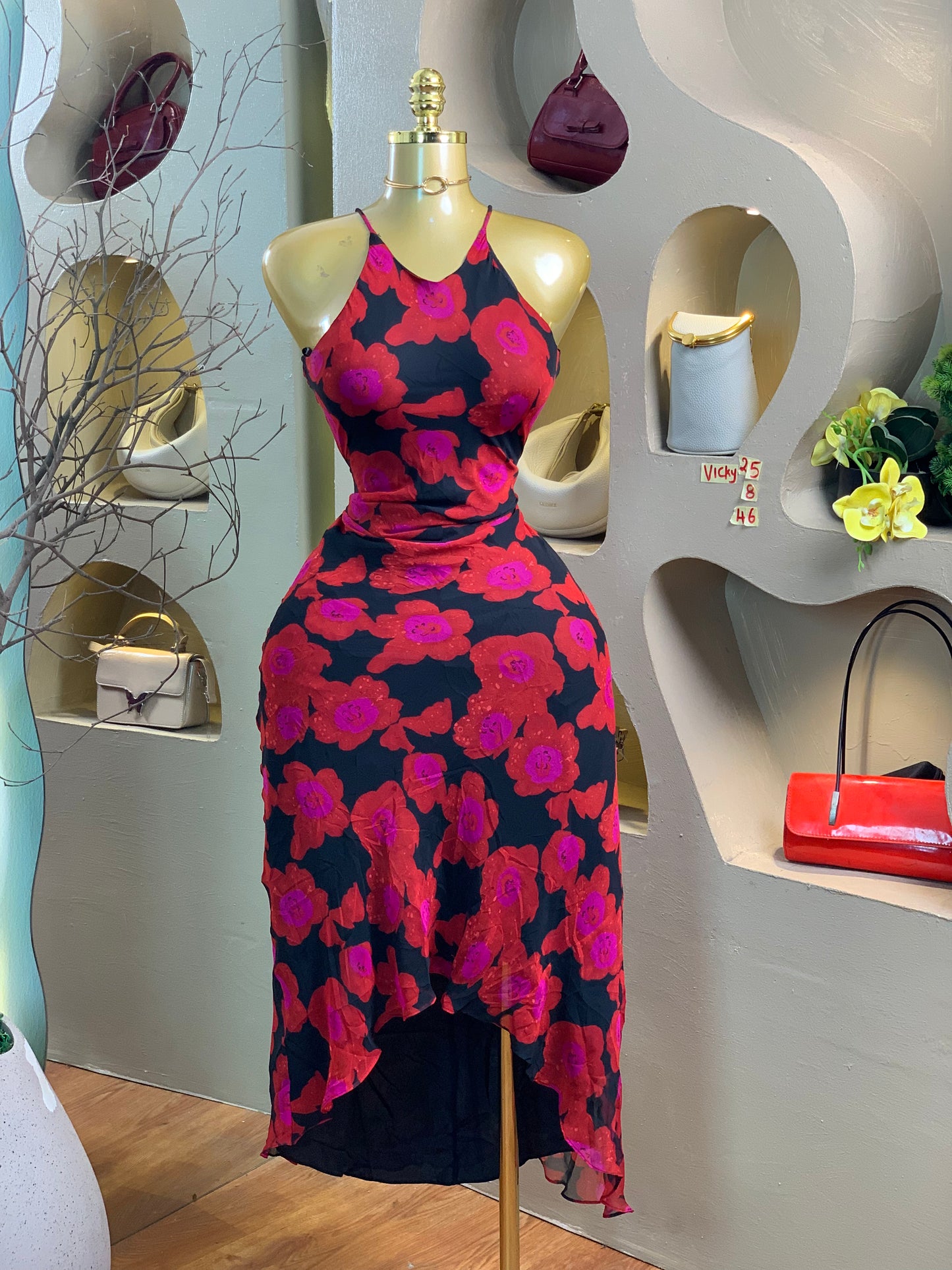 VICKY25 SIZE8 Floral DRESS Length46