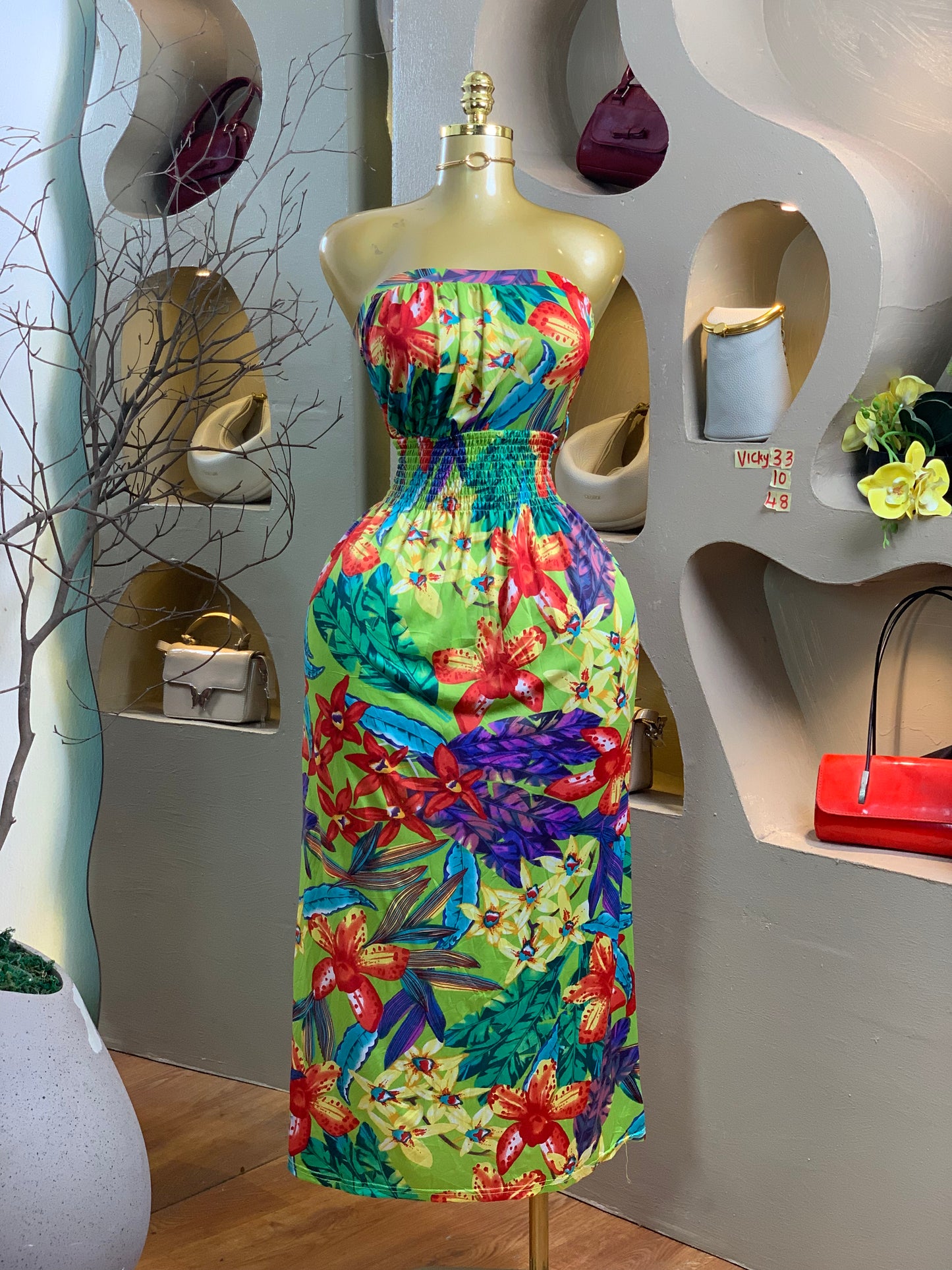 VICKY33 SIZE10 Floral tube DRESS Length48