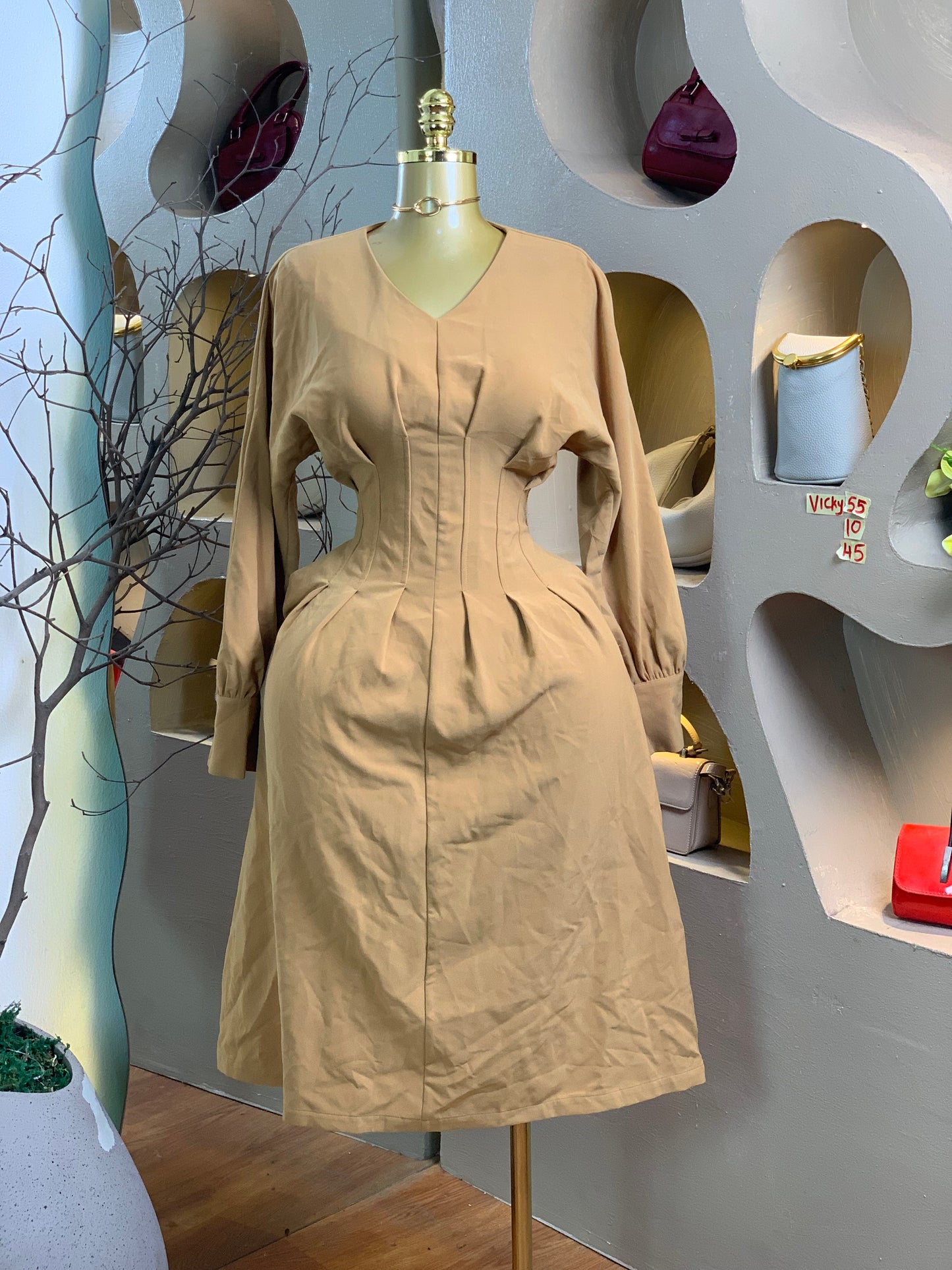 VICKY55 SIZE10 Mustard Yellow DRESS Length45