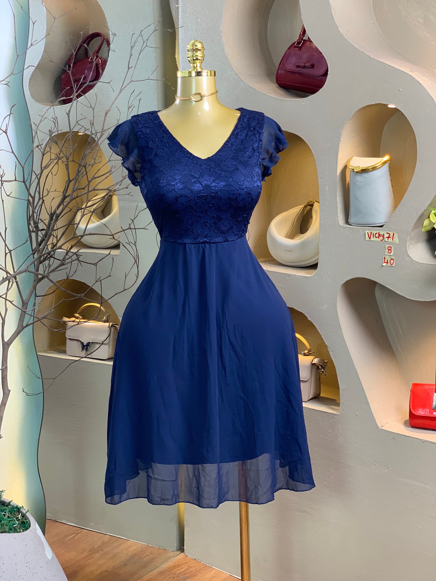 VICKY71 SIZE8 Blue DRESS Length40