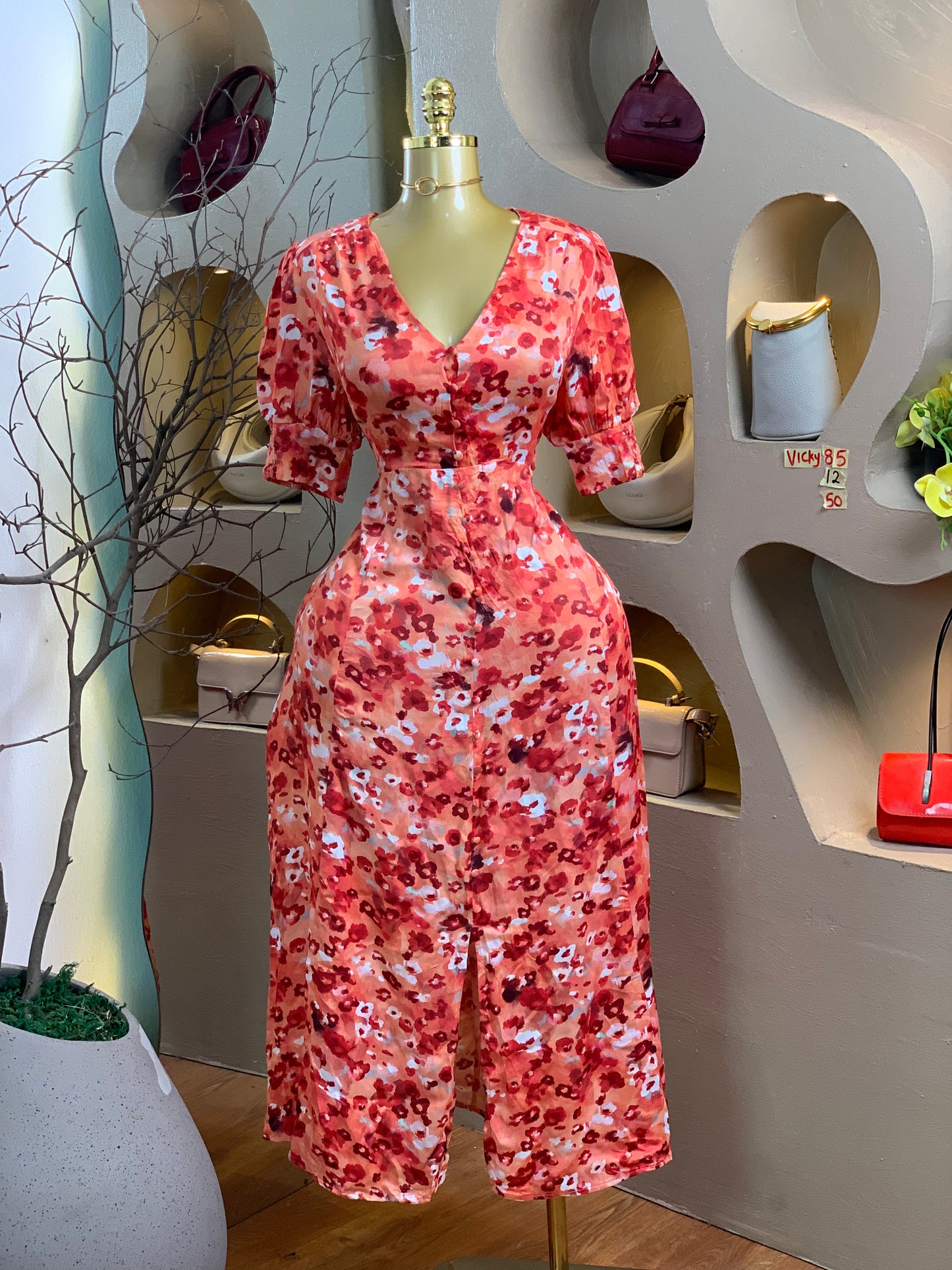 VICKY85 SIZE12 Floral DRESS Length50