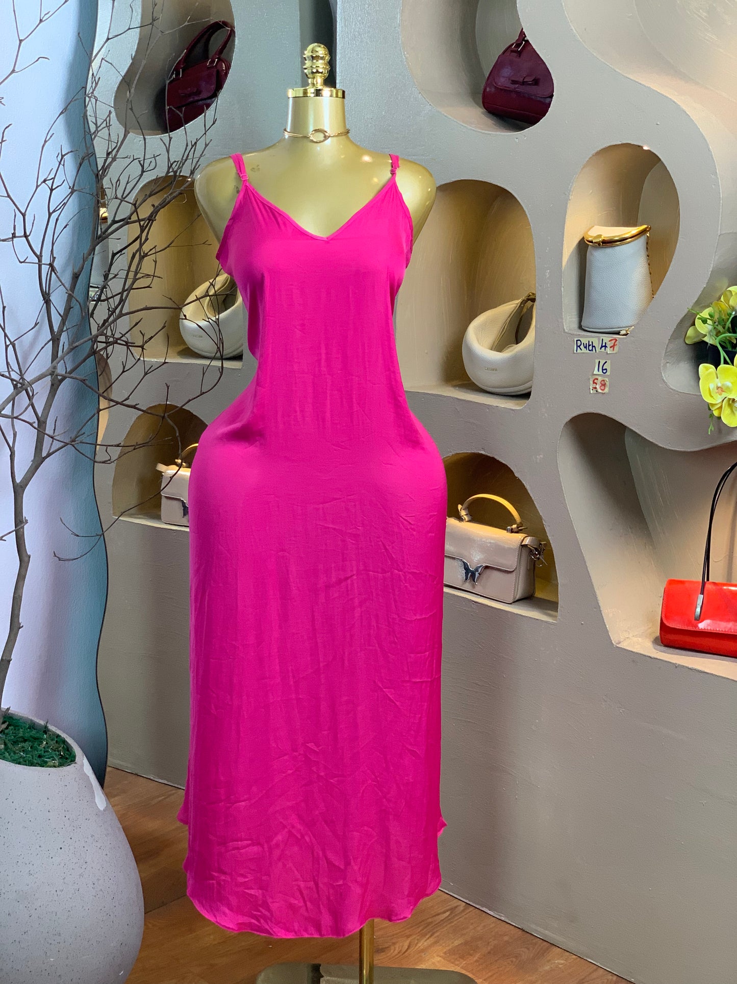 RUTH47 SIZE14 pink DRESS Length58