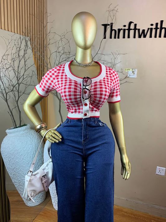 SIZE8 KNIT3(Top only)(red&white)