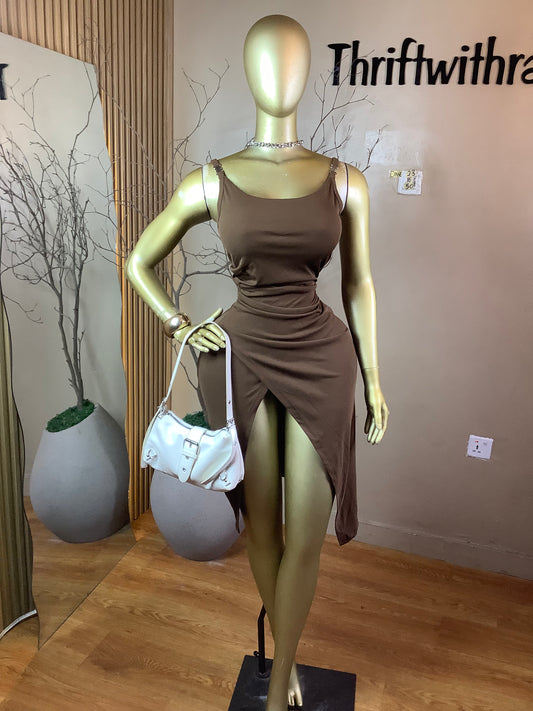 DAVE23 CHOCOLATE DRESS SIZE10 Length50