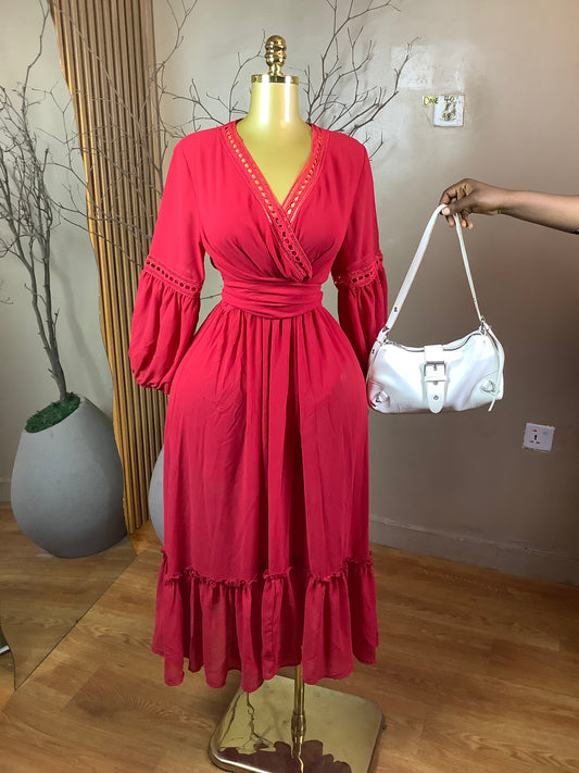 DAVE40 RED DRESS SIZE8 Length48