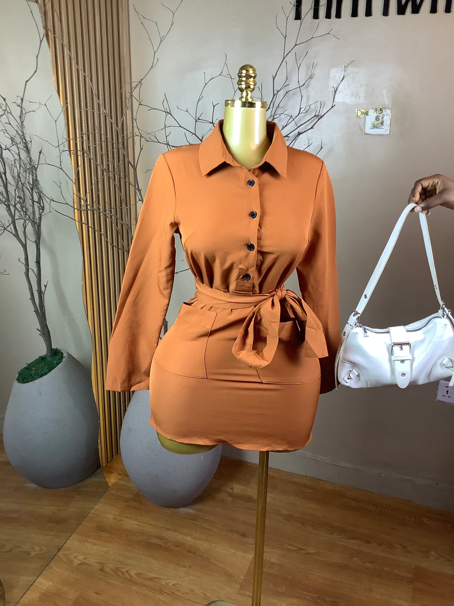 DAVE45 BURNT ORANGE CORPORATE DRESS SIZE6 Length30