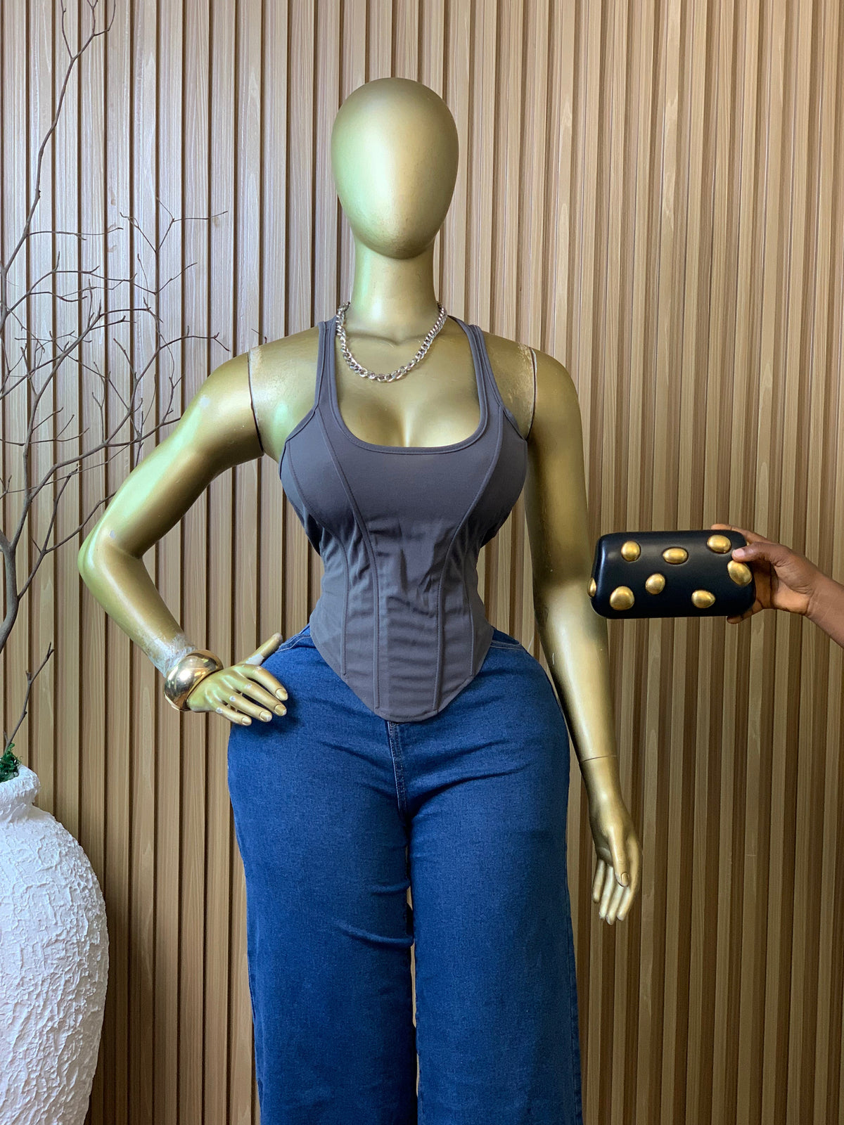 CORSET Top8 SIZE10&12 (grey)