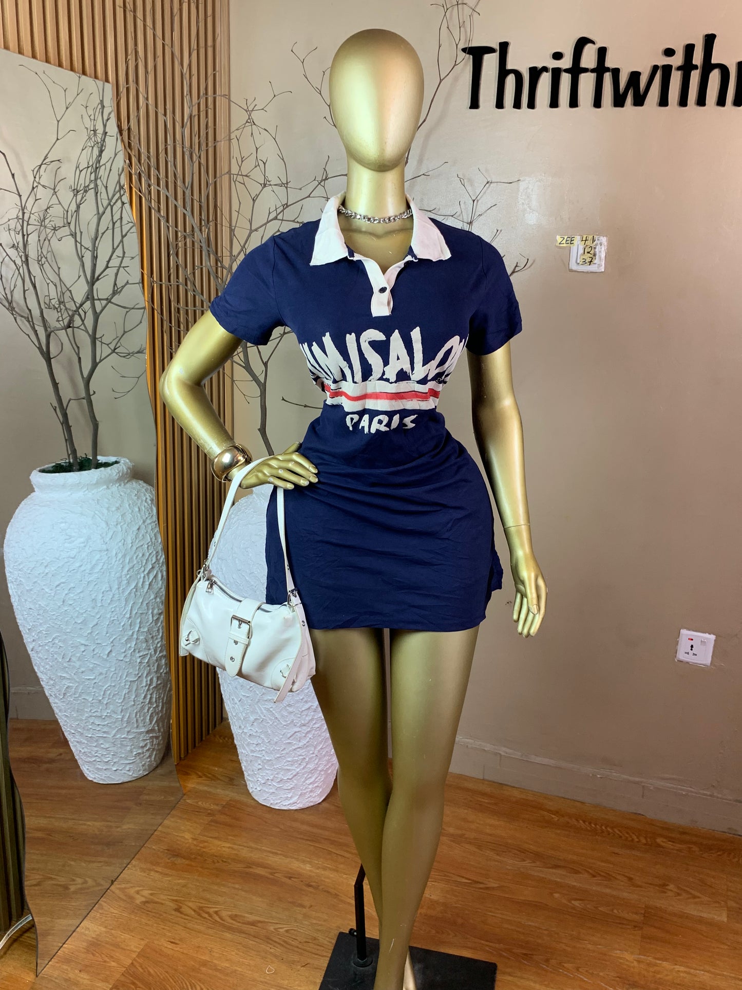 ZEE41 BLUE&WHITE DRESS SIZE12 Length37