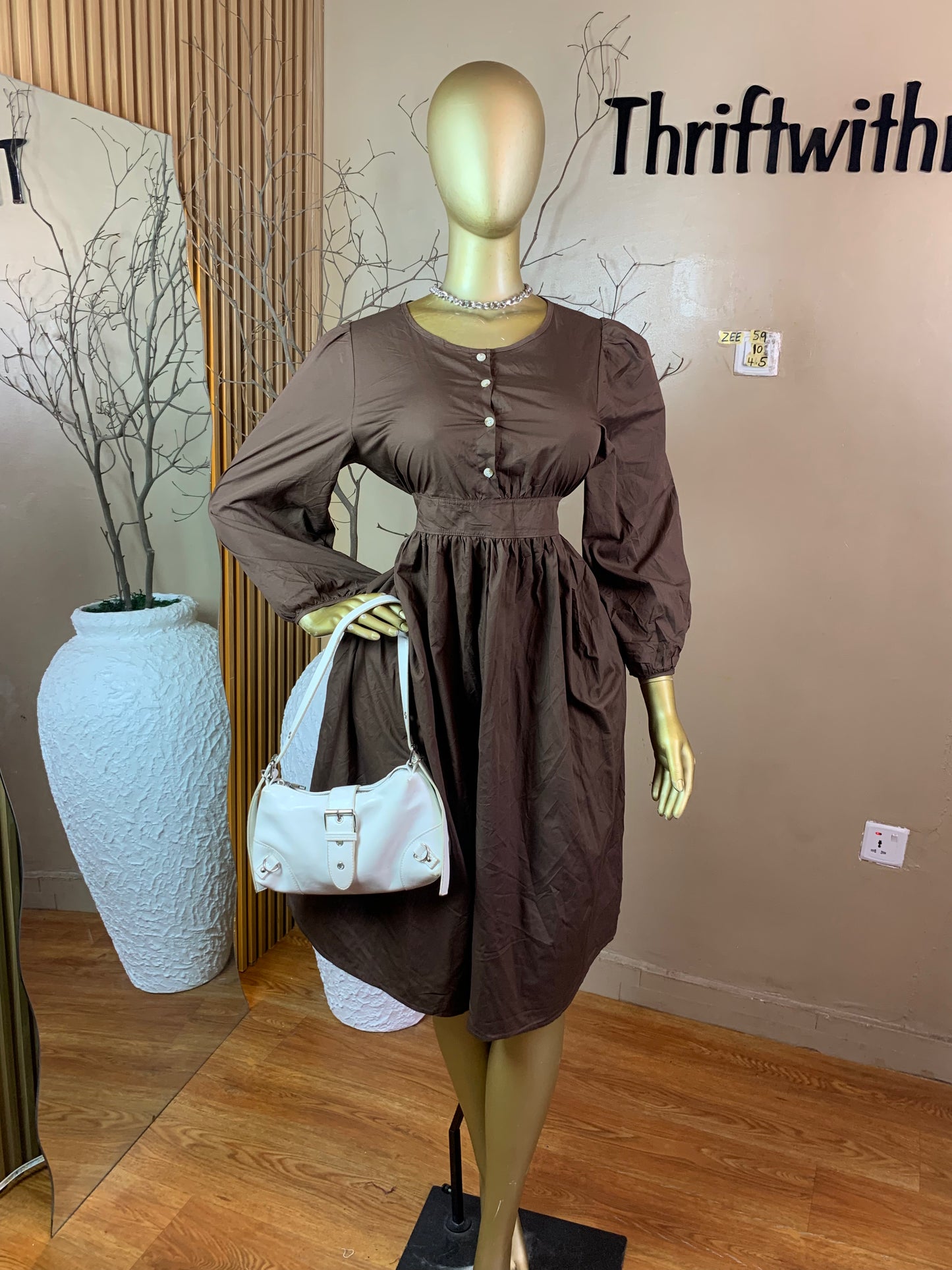 ZEE59 BROWN DRESS SIZE10 Length45