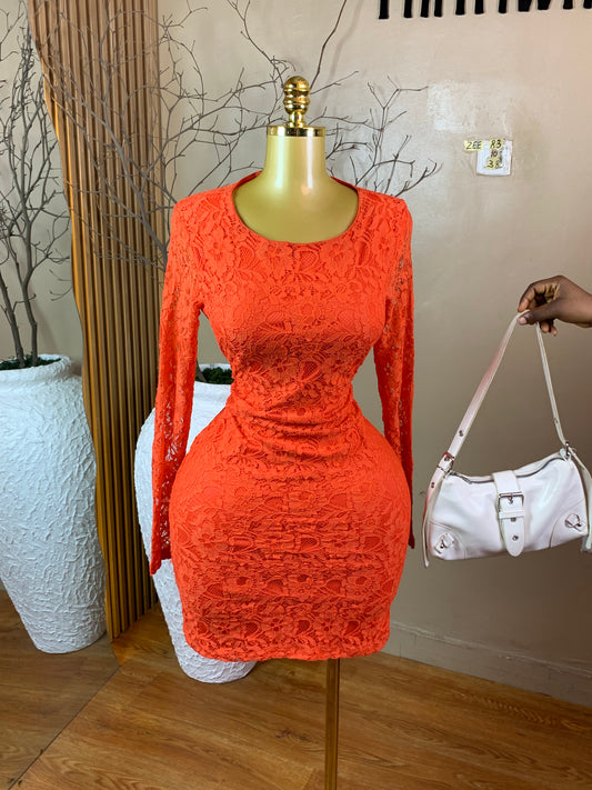 ZEE83 ORANGE DRESS SIZE10 Length38