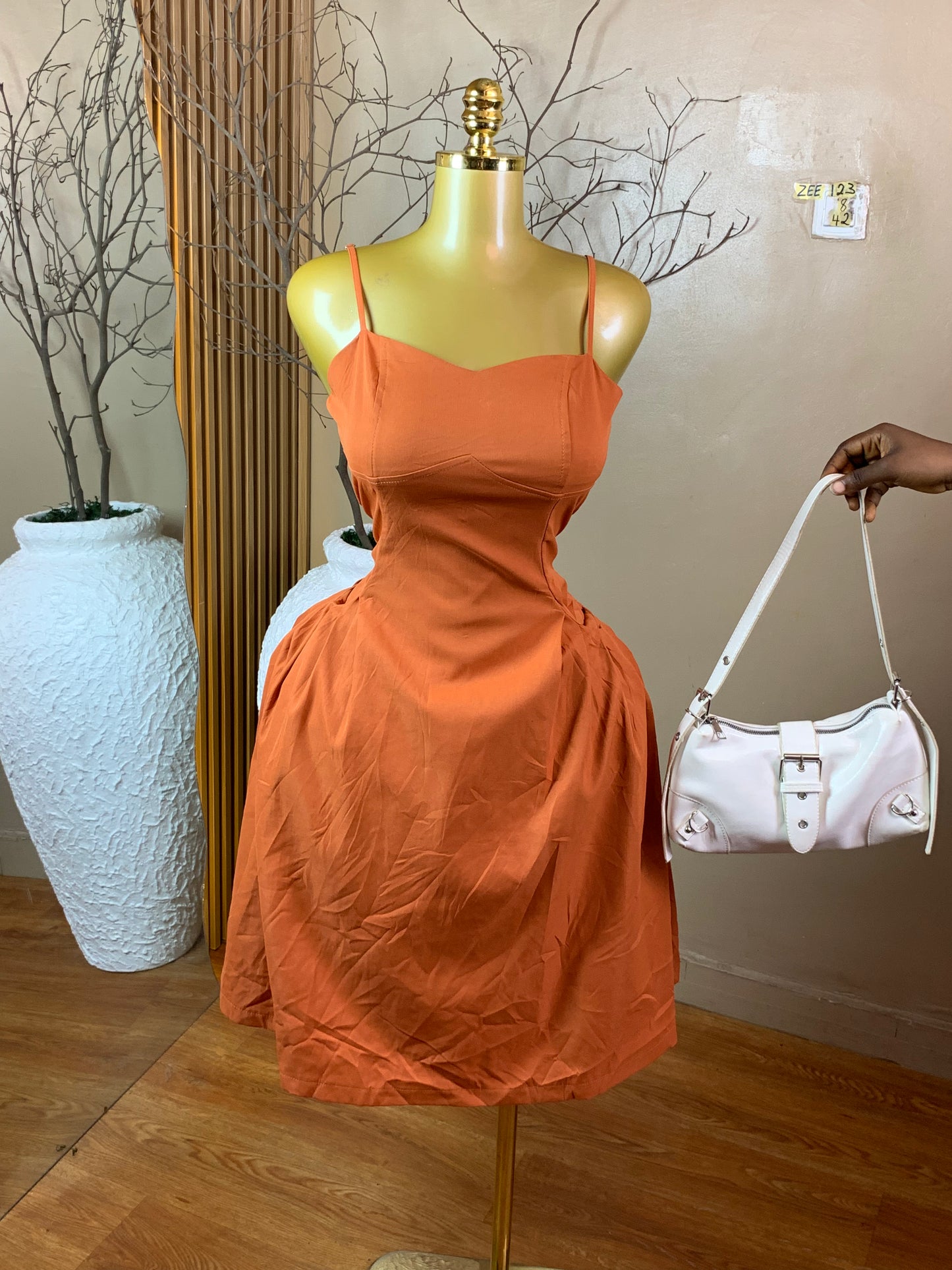 ZEE123 BURNT ORANGE DRESS SIZE8 Length42