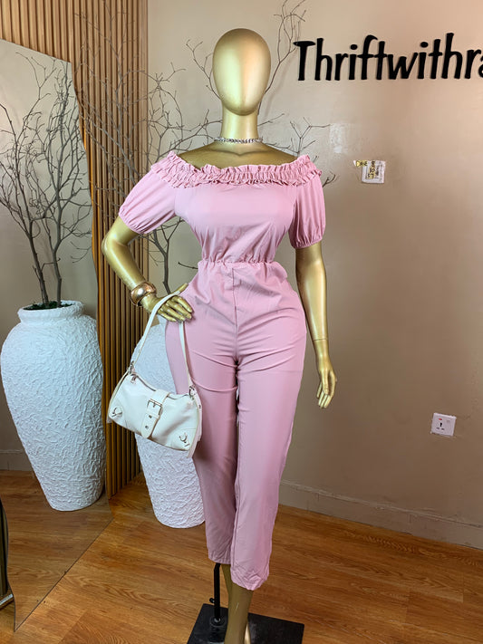 DAVE8 PASTEL PINK JUMPSUIT SIZE10 Length57