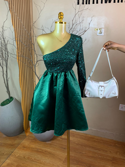 DAVE93 GREEN PARTY DRESS SIZE6 Length34